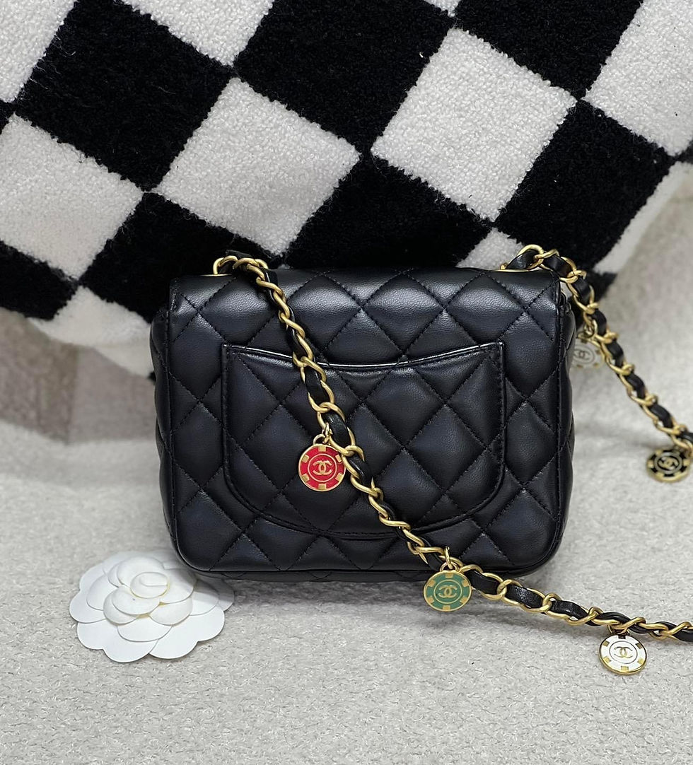 Black quilted Chanel handbag with gold chain