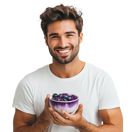 u7692557889_happy_smiling_handsome_man_drinking_acai_bowl_wit_f5fbd11d-8d3e-4da7-ad94-d29e