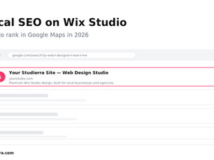 Local SEO ranking on Wix Studio illustrated as a Google search results page