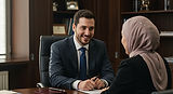 Lawyer welcoming a client