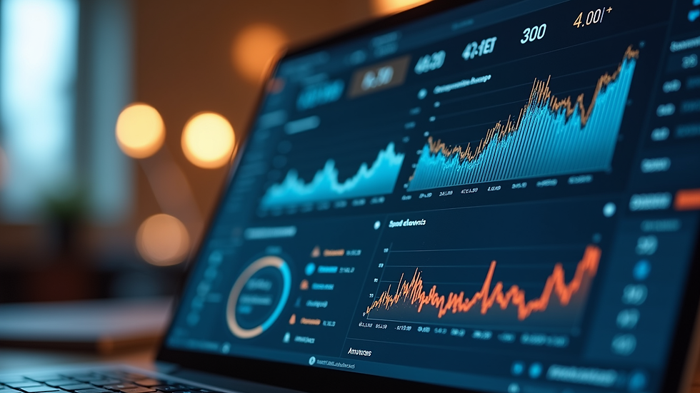 Close-up view of a laptop screen showing cybersecurity analytics dashboard