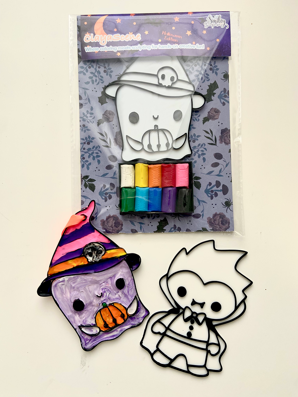 Thumbnail: ClayaScene - Clay Coloring Board Kids Craft Kit: Halloween Edition