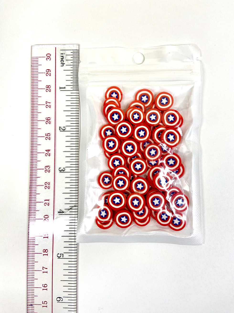 Thumbnail: Captain America Shield Slices Polymer Clay Bead
