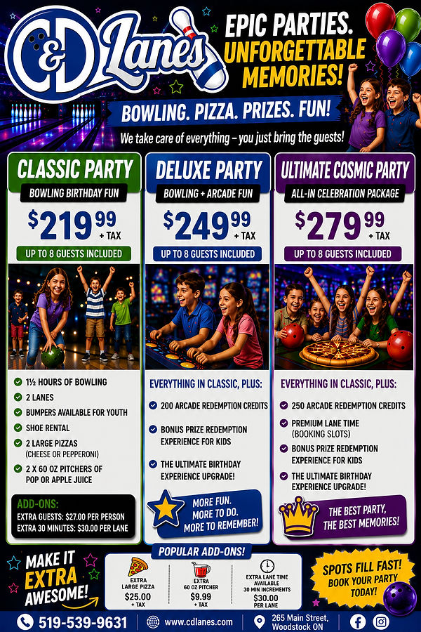 BIRTHDAY PACKAGE PRICING