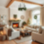 Natural home of cream and beige interiors, set up beautifully for christmas and the festiv