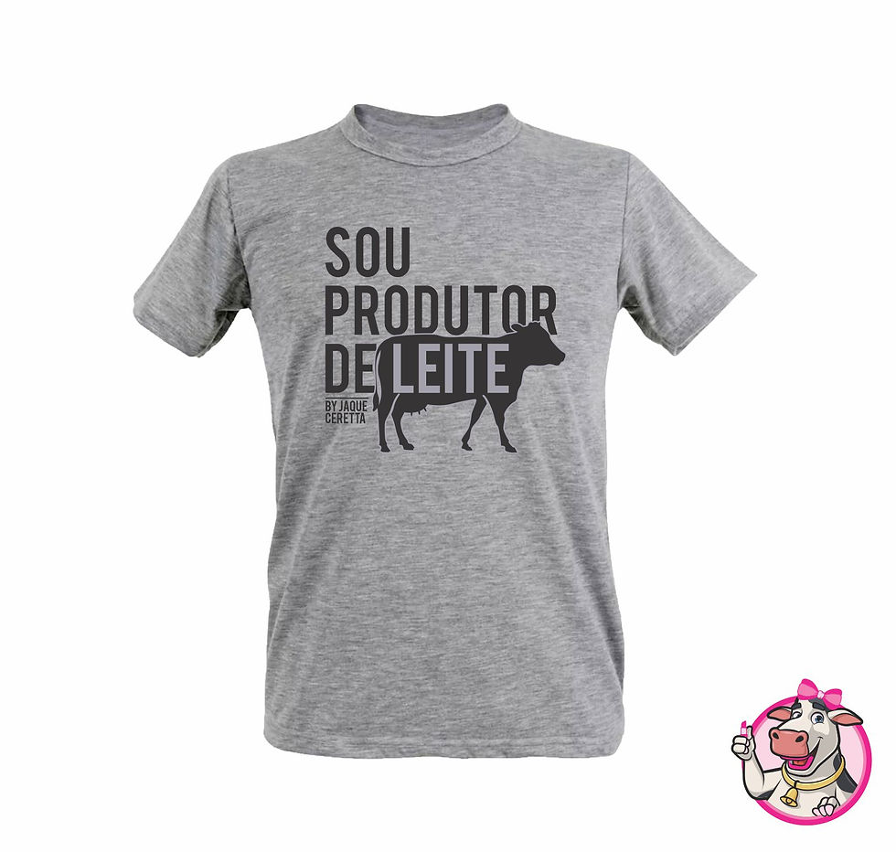 Miniatura: Camiseta Adulto Cinza Mescla #leitedebatom