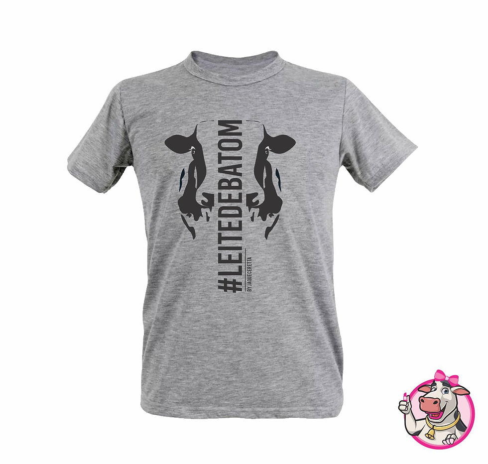 Miniatura: Camiseta Adulto Cinza Mescla #leitedebatom