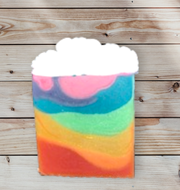 Rainbow and clouds soap (non-vegan)