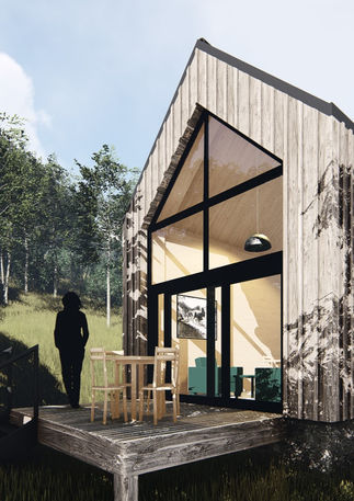 Wizualizacja projektu małego domu na wynajem