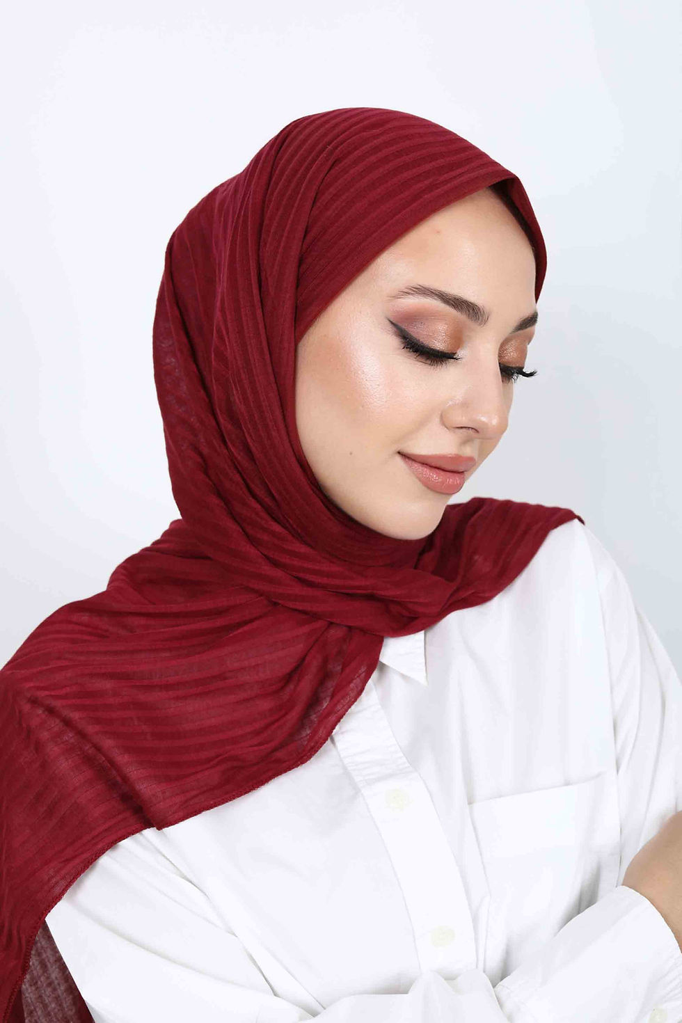 Küçük resim: Bordo Yummy Penye Şal