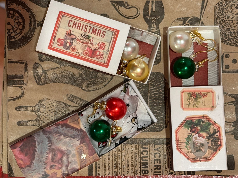 Unique miniature Christmas gifts and dolls house accessories.