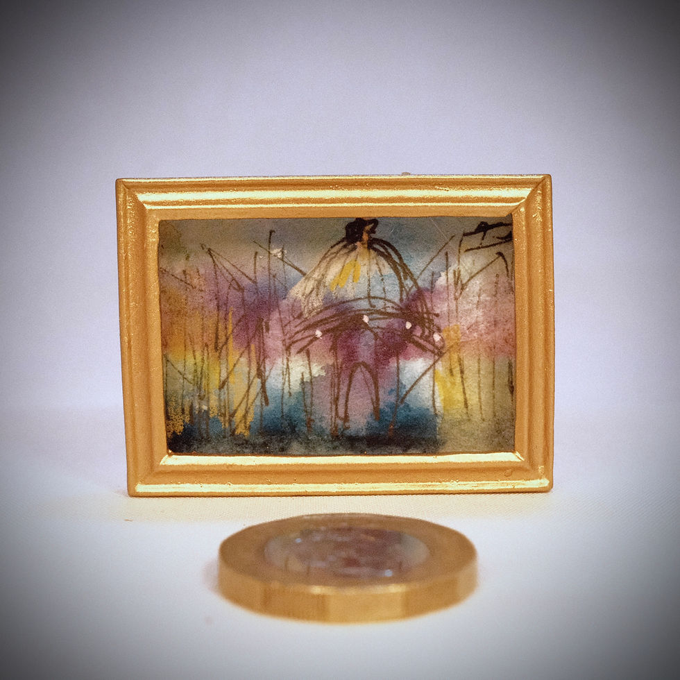 Thumbnail: Original 1:12 scale dollhouse watercolour painting fridge magnet