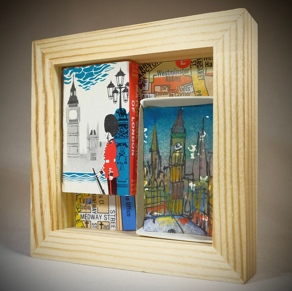 Thumbnail: London scene matchbox framed