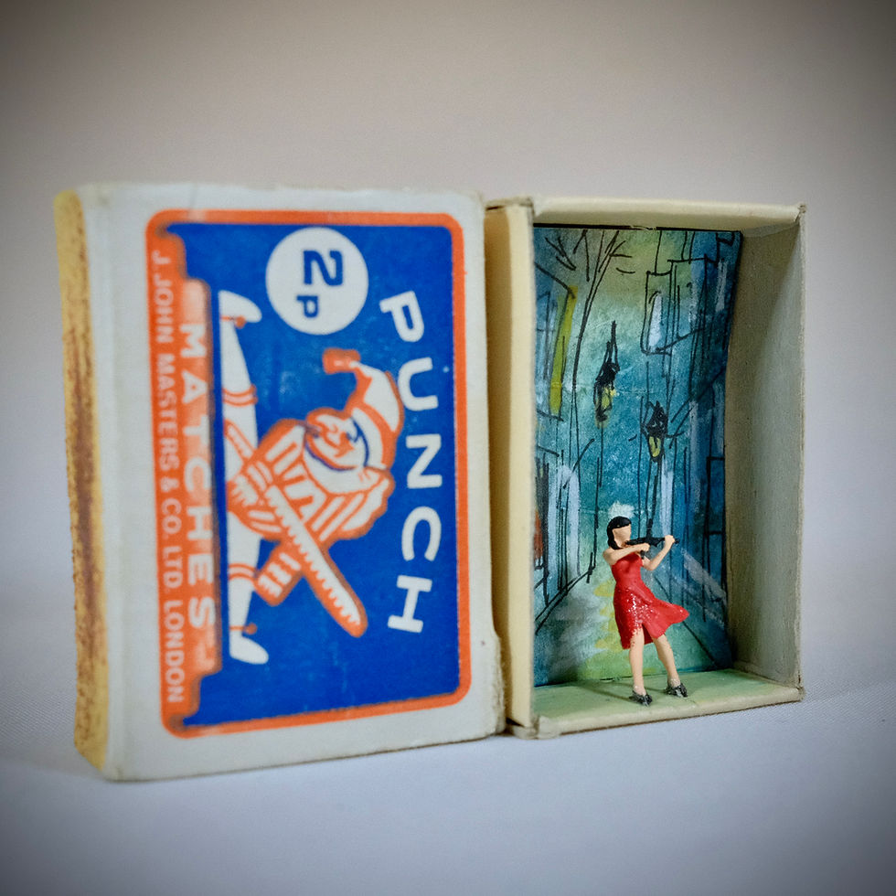 Violin Cello players in Matchbox Diorama