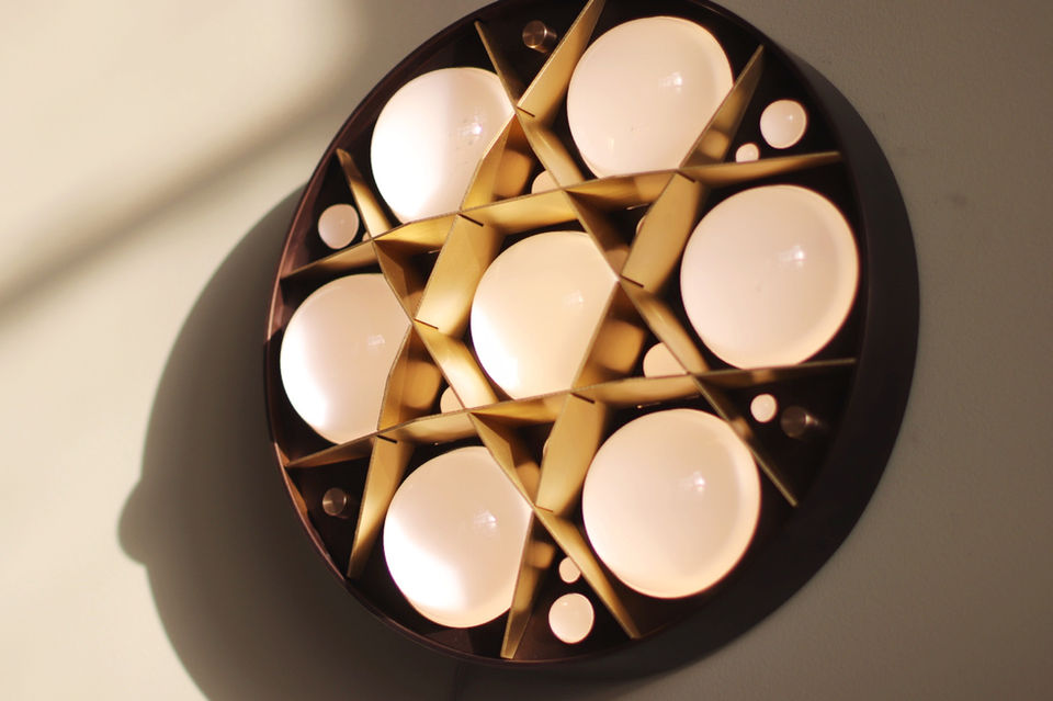 Wall sconce light lighting art deco decorative brass bronze glass surgeon surgery