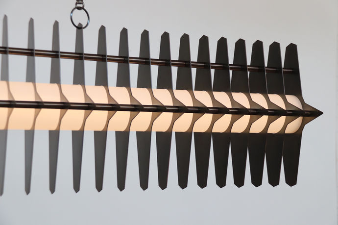 Custom light lighting brass bronze contemporary modern hand made studio lost profile art deco