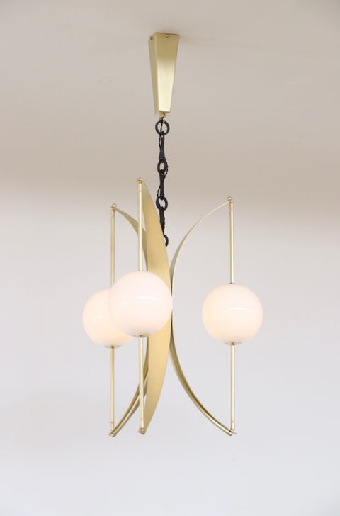 Brass light pendant chandelier contemporary custom made hand studio design bronze glass blown modern art deco