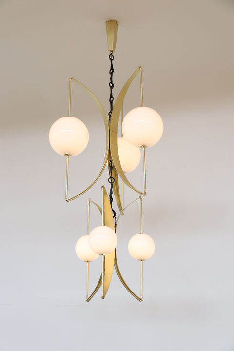 Brass light pendant chandelier contemporary custom made hand studio design bronze glass blown modern art deco