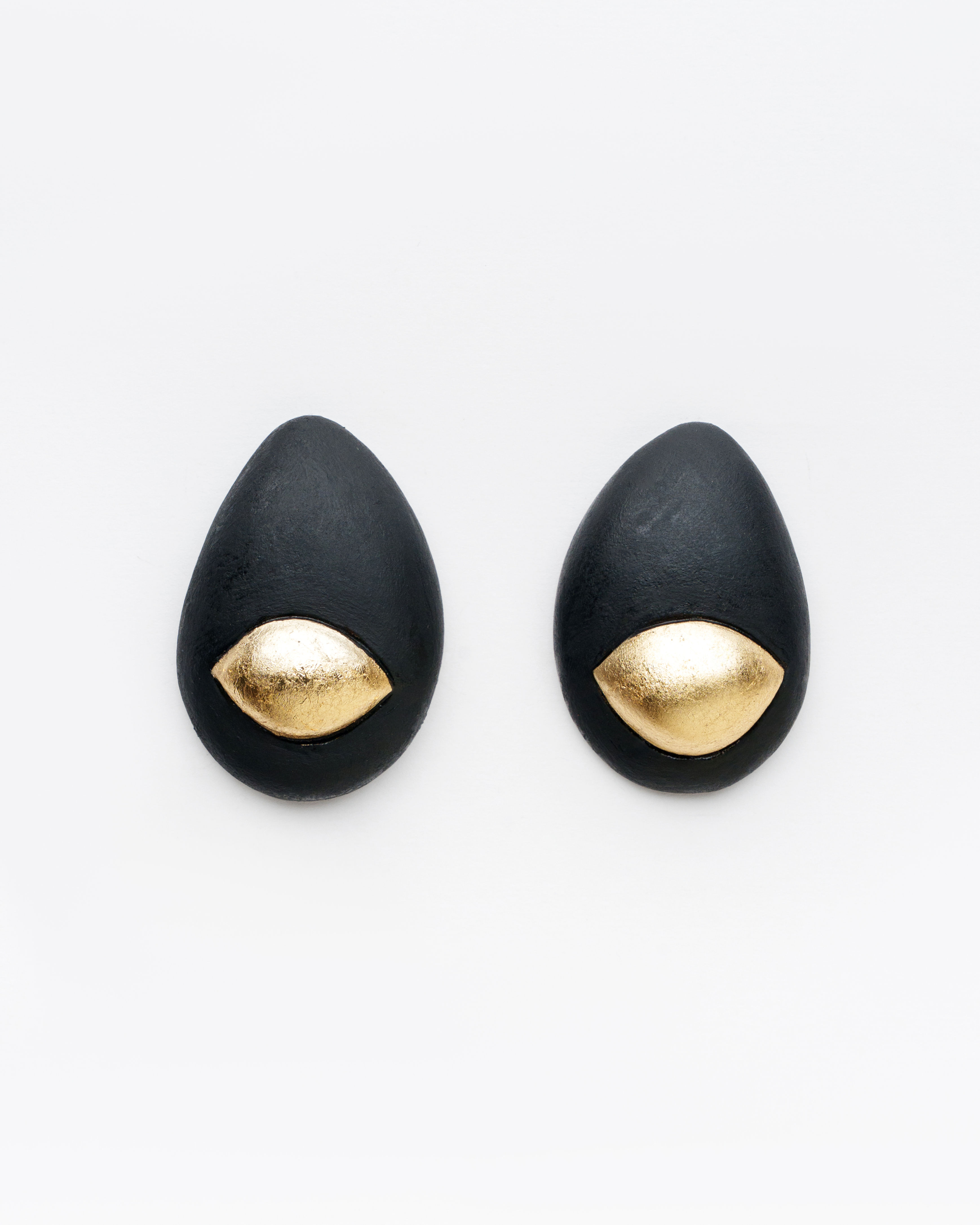 Small Lantern lightweight black teardrop earrings by Rawa