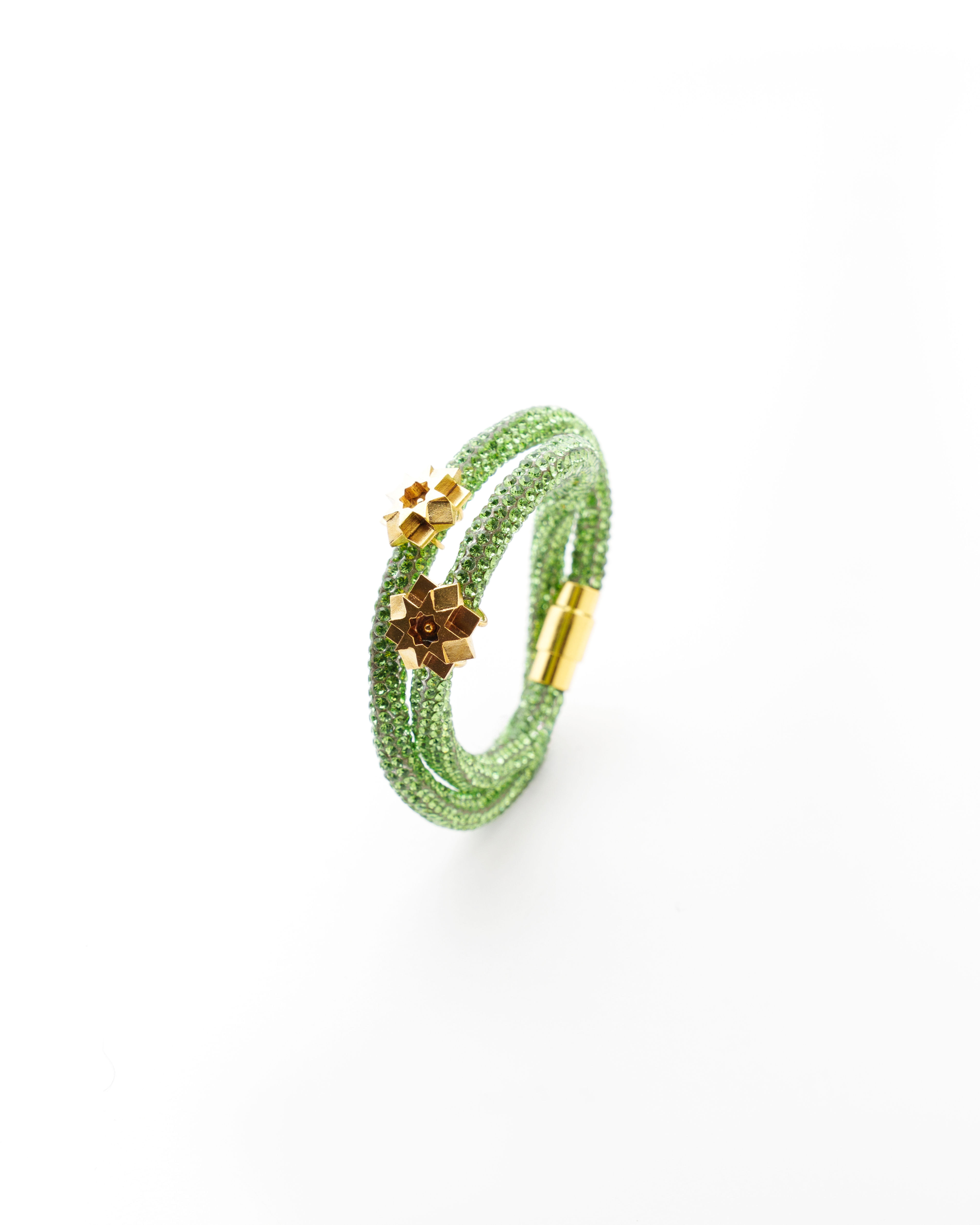 Neshan slim gold-plated bracelet with crystal tube detail by Rawa
