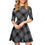 Thumbnail: Grey Plaid 1/2 Sleeve Dress