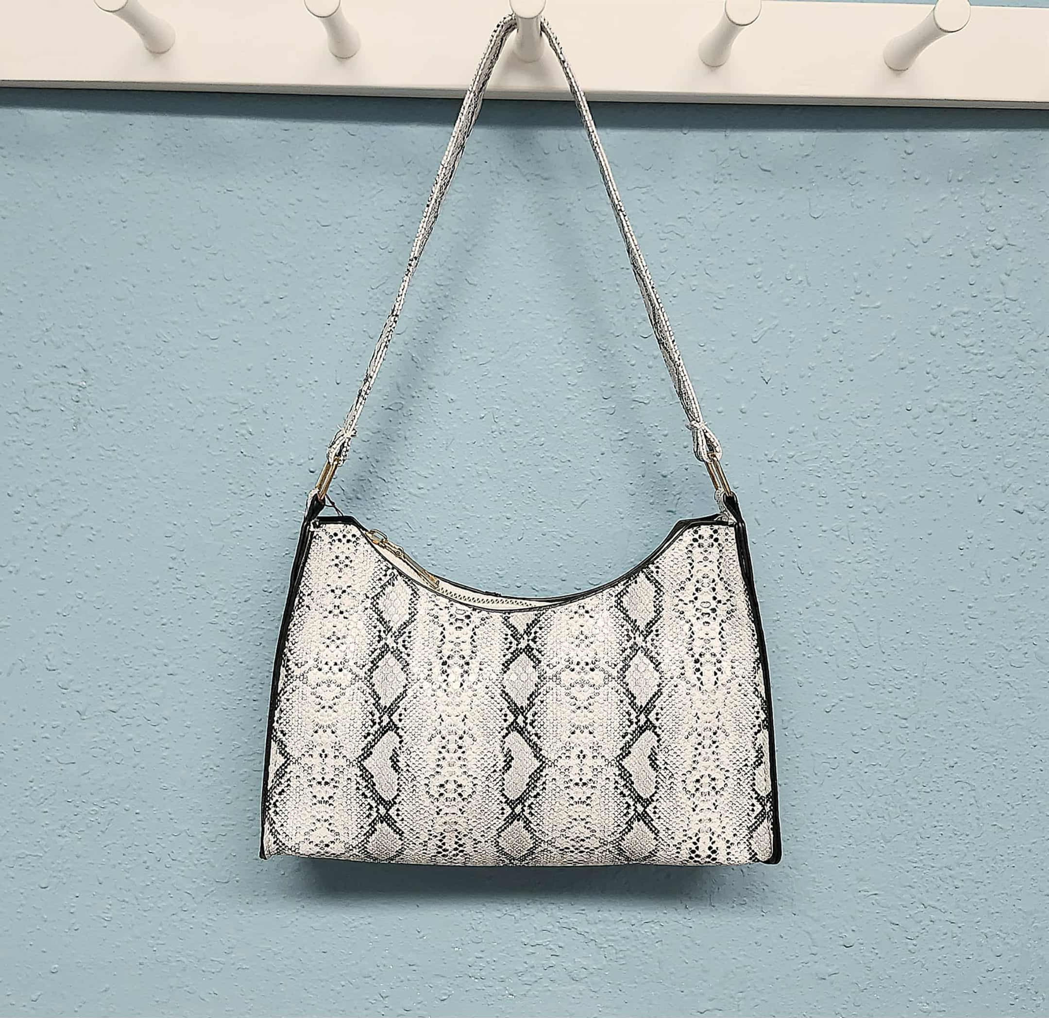 White Snake Print Purse