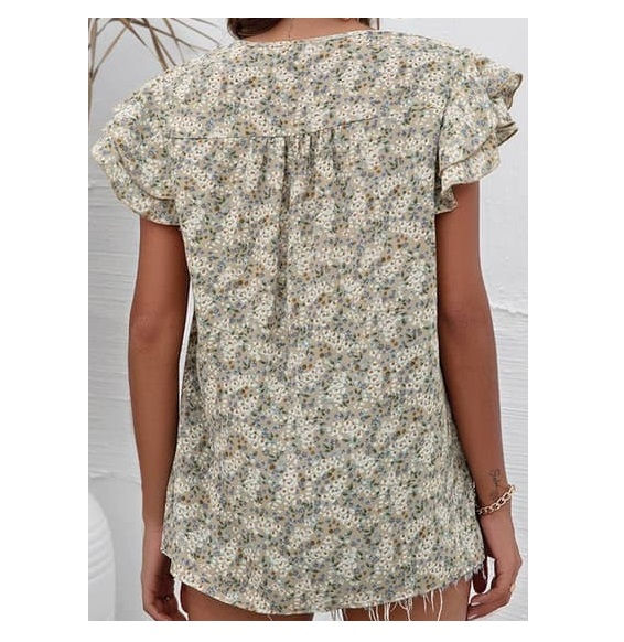 Thumbnail: Floral Flutter-Sleeve Top