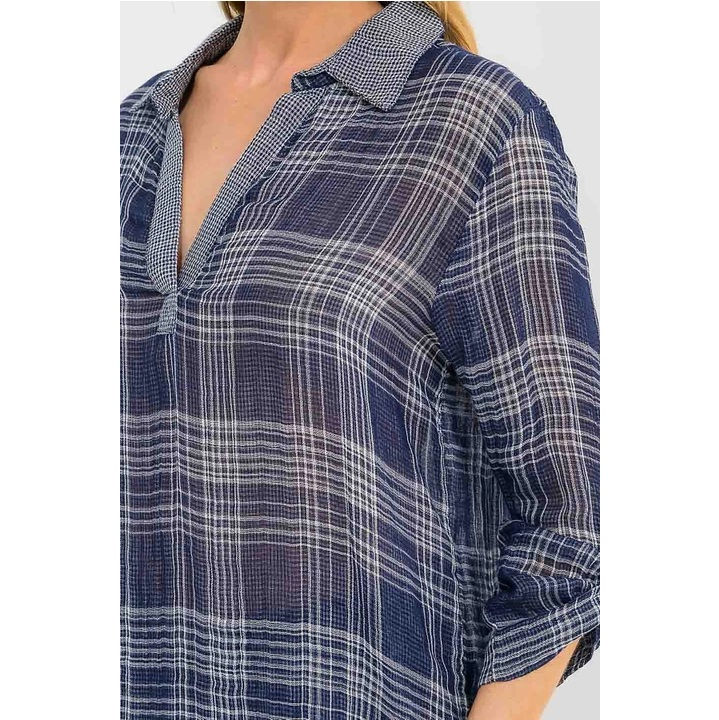 Thumbnail: Plaid V Neck Tunic Top