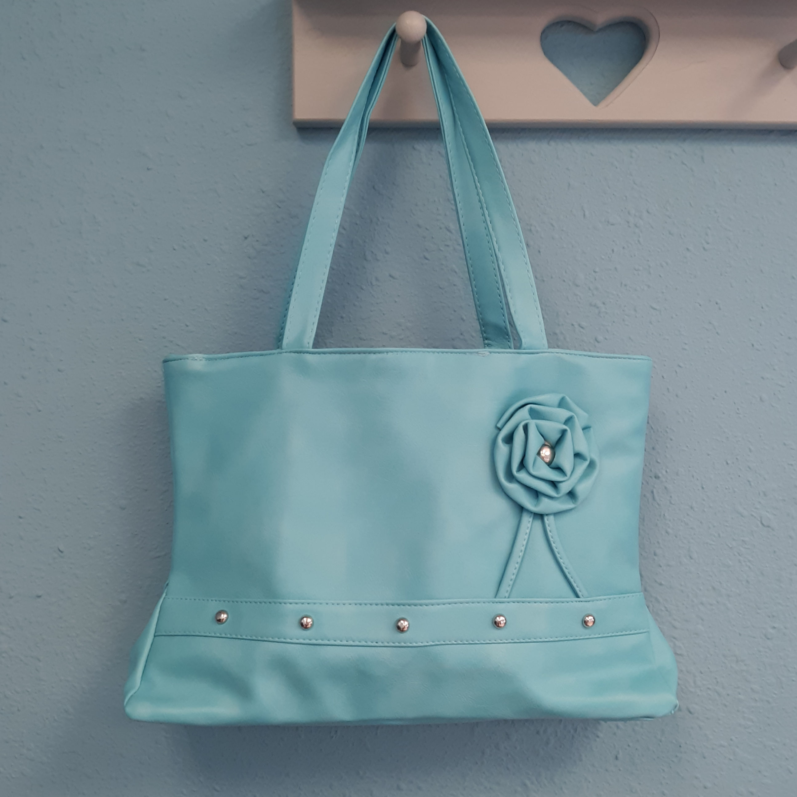 Light Blue Stud Flower Handbag