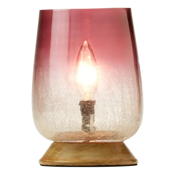 Hand Blown Glass and Wood Accent Lamp