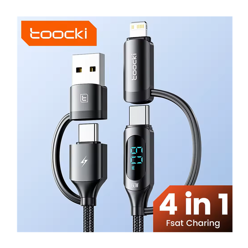 Miniatura: Cable Toocki 4 en 1 Carga Rapida PD 60W Longitud 1,2m