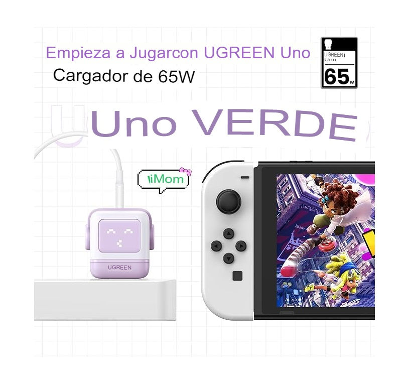 Miniatura: Cargador Ugreen USB C RG De 65W Robot Con 3 Puertos