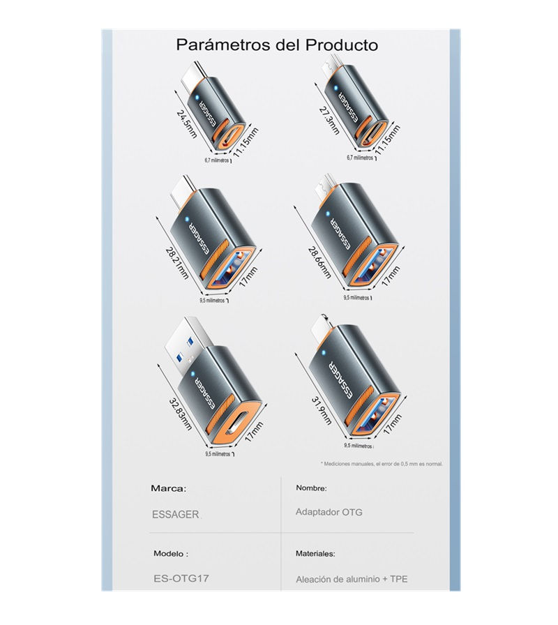 Miniatura: Adaptador Essager OTG Micro A Tipo C 3A /USB Tipo C A micro