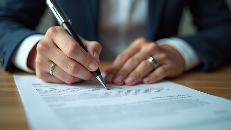 Plano detalle de manos firmando un contrato de seguro