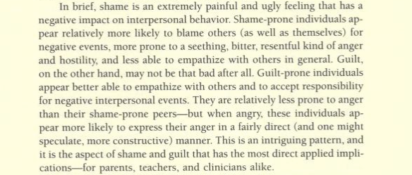 Summary of the shame and guilt research by Drs. June Price Tangney and Ronda L. Dearing