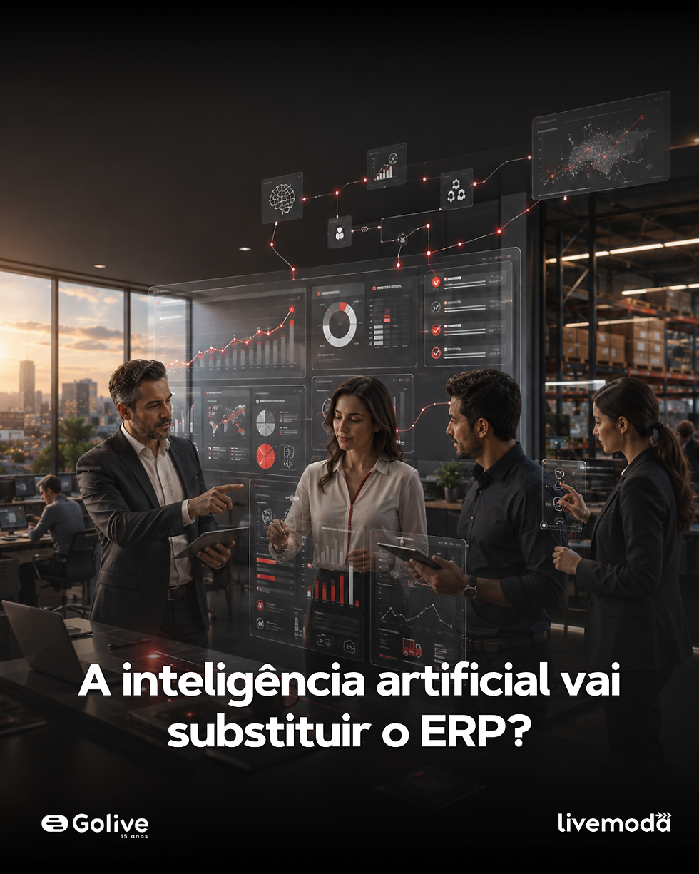 Executivos analisam inteligência artificial integrada ao ERP para automatizar processos, conectar dados e melhorar a gestão empresarial.