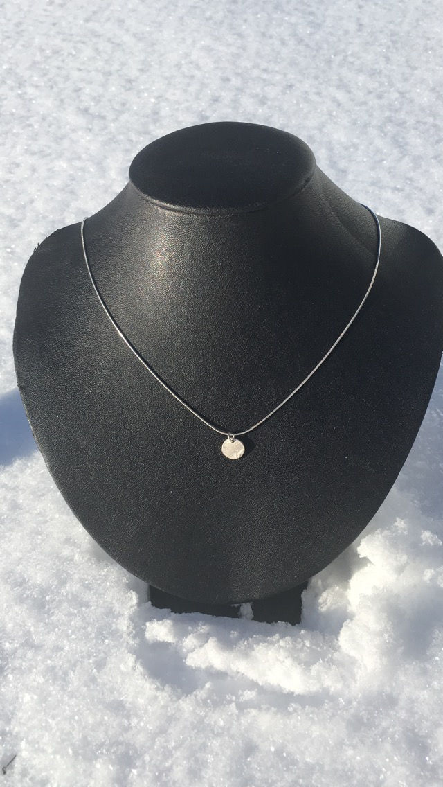 Thumbnail: Reticulated Sterling Silver Mini Circle Necklace