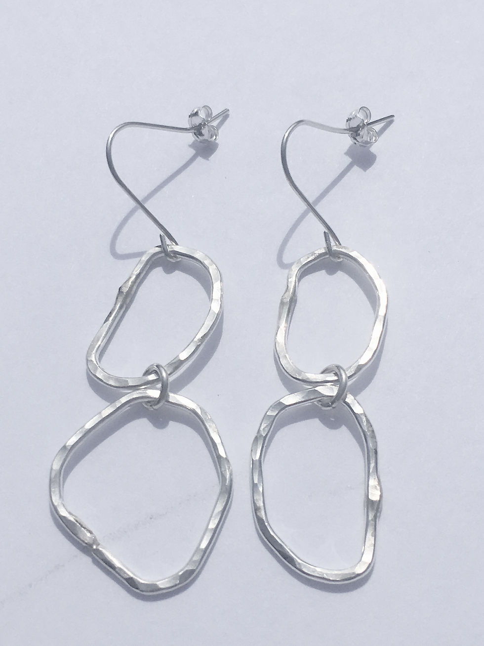 Hammered Sterling Silver Double Loop Earrings