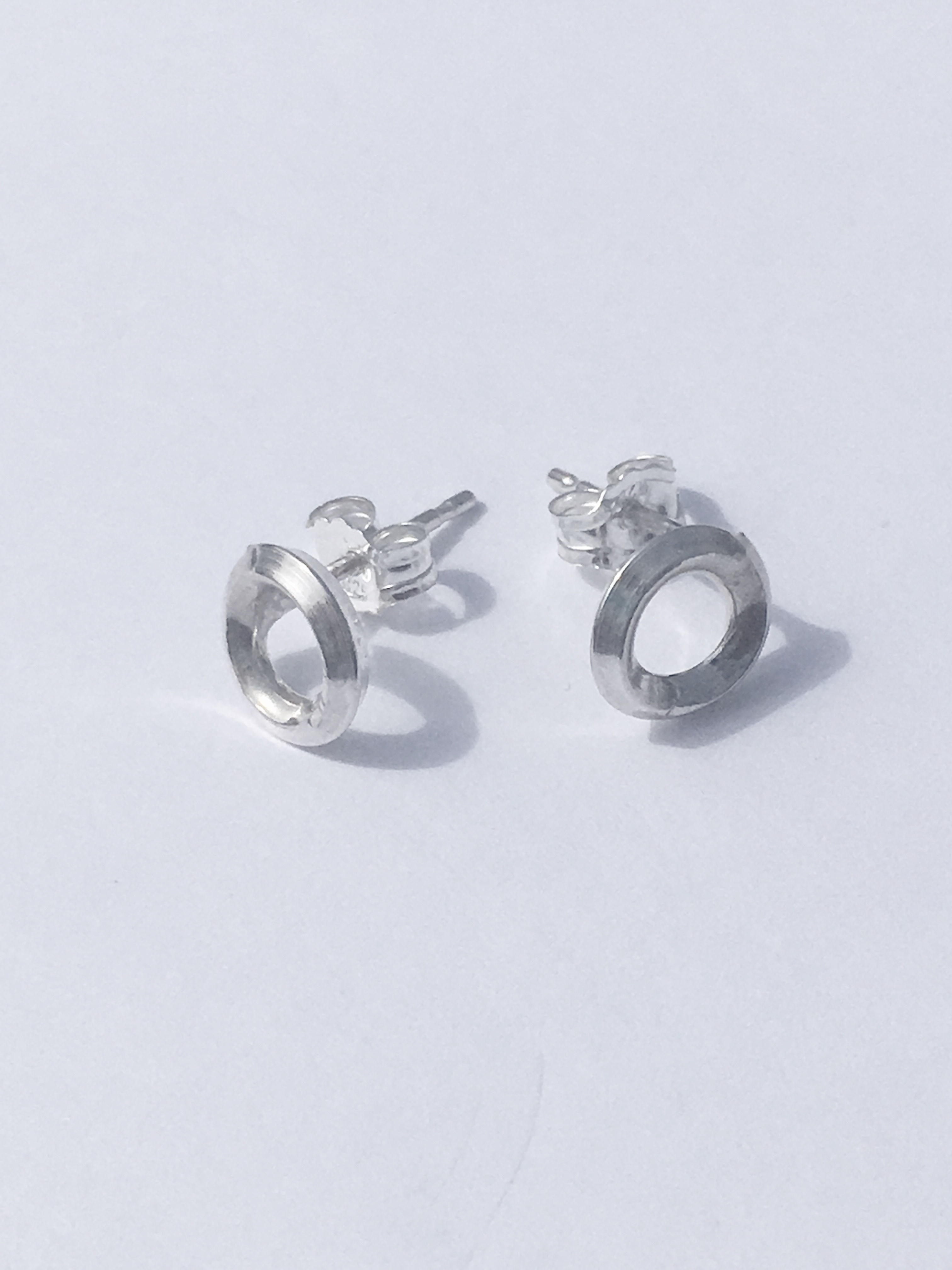 Thick Sterling Silver Circle Bar Studs