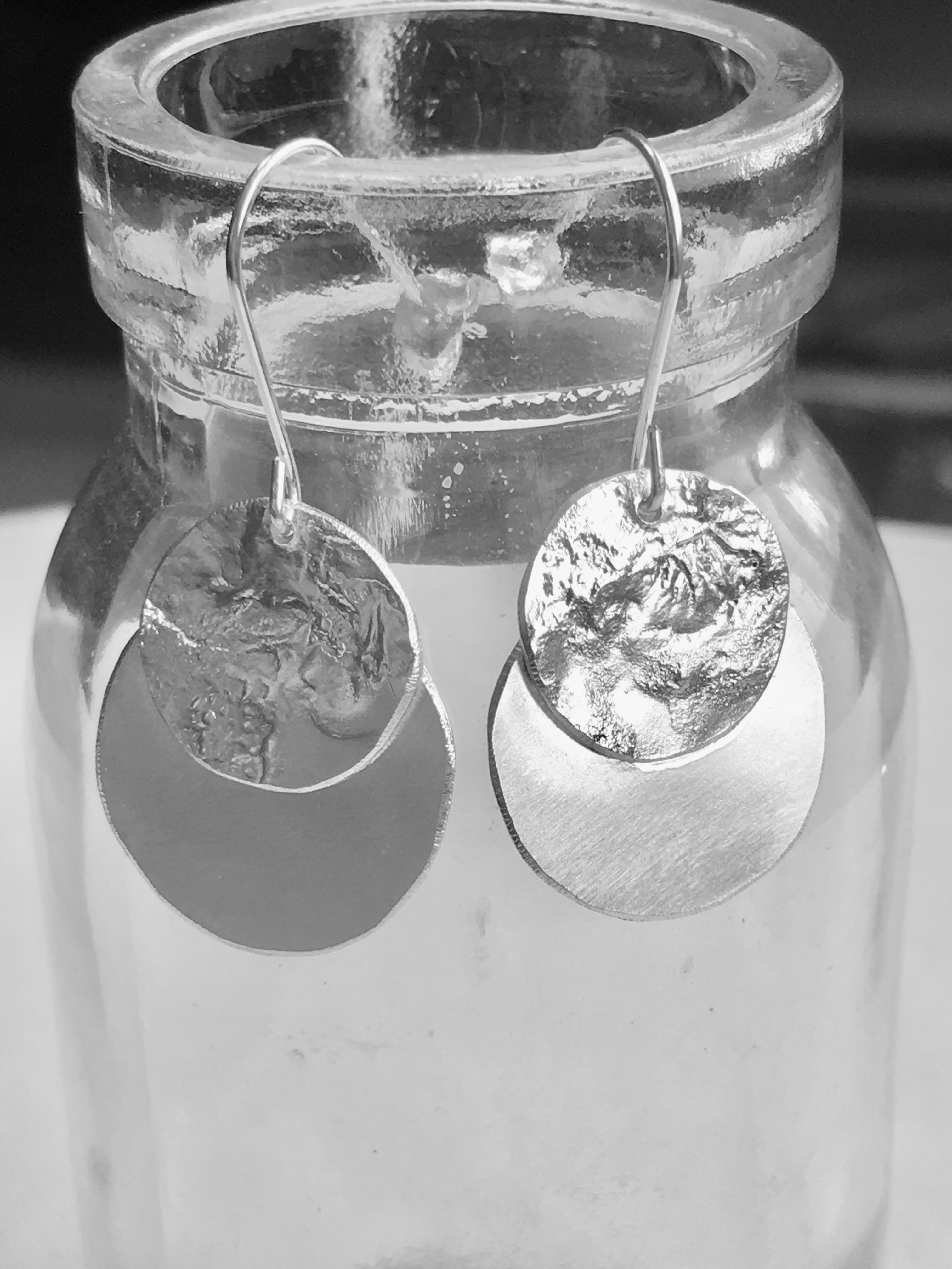 Reticulated Sterling Silver Overlap Circle Earrings