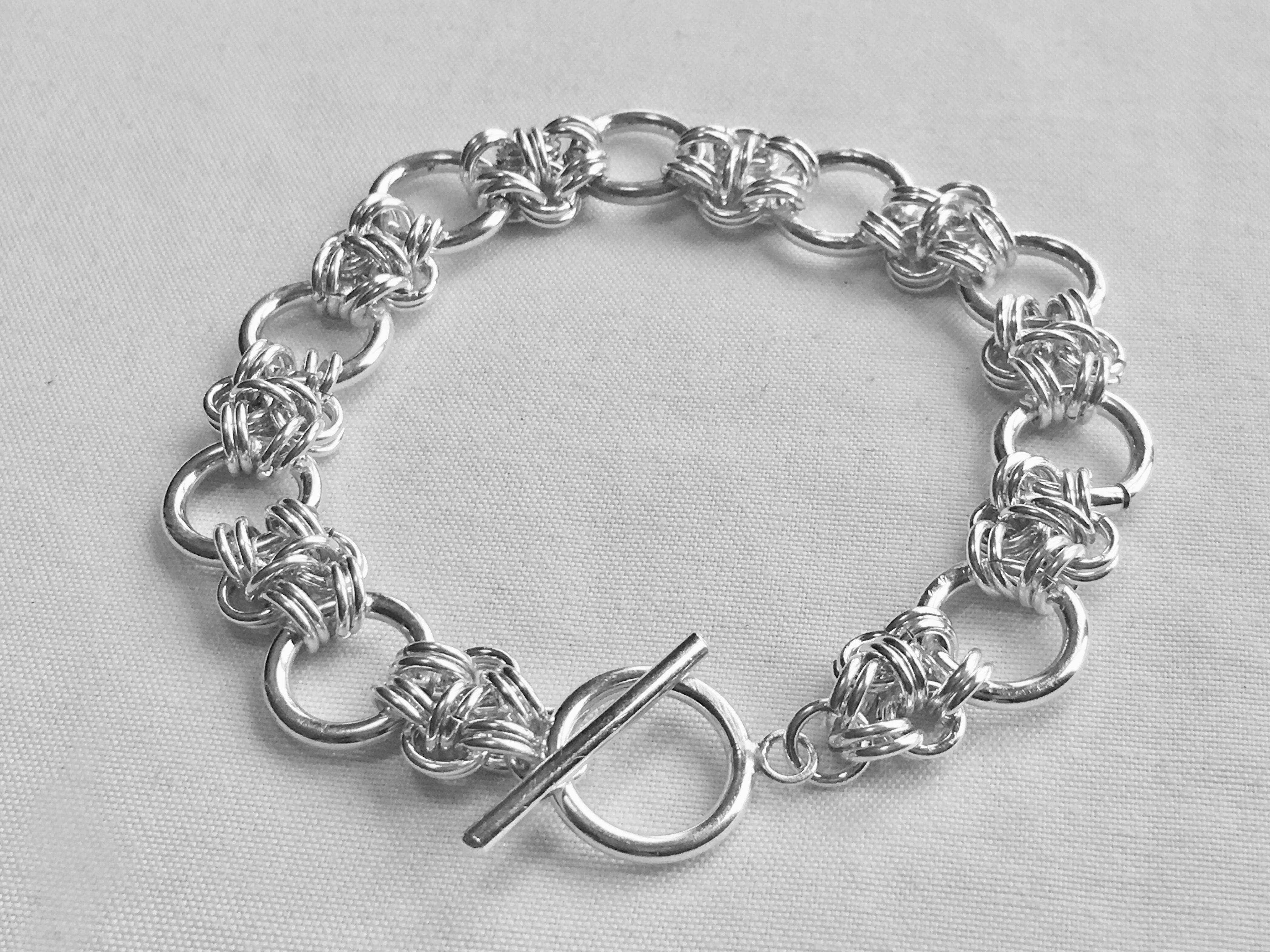 Sterling Silver Polka Dot Chainmaille Bracelet