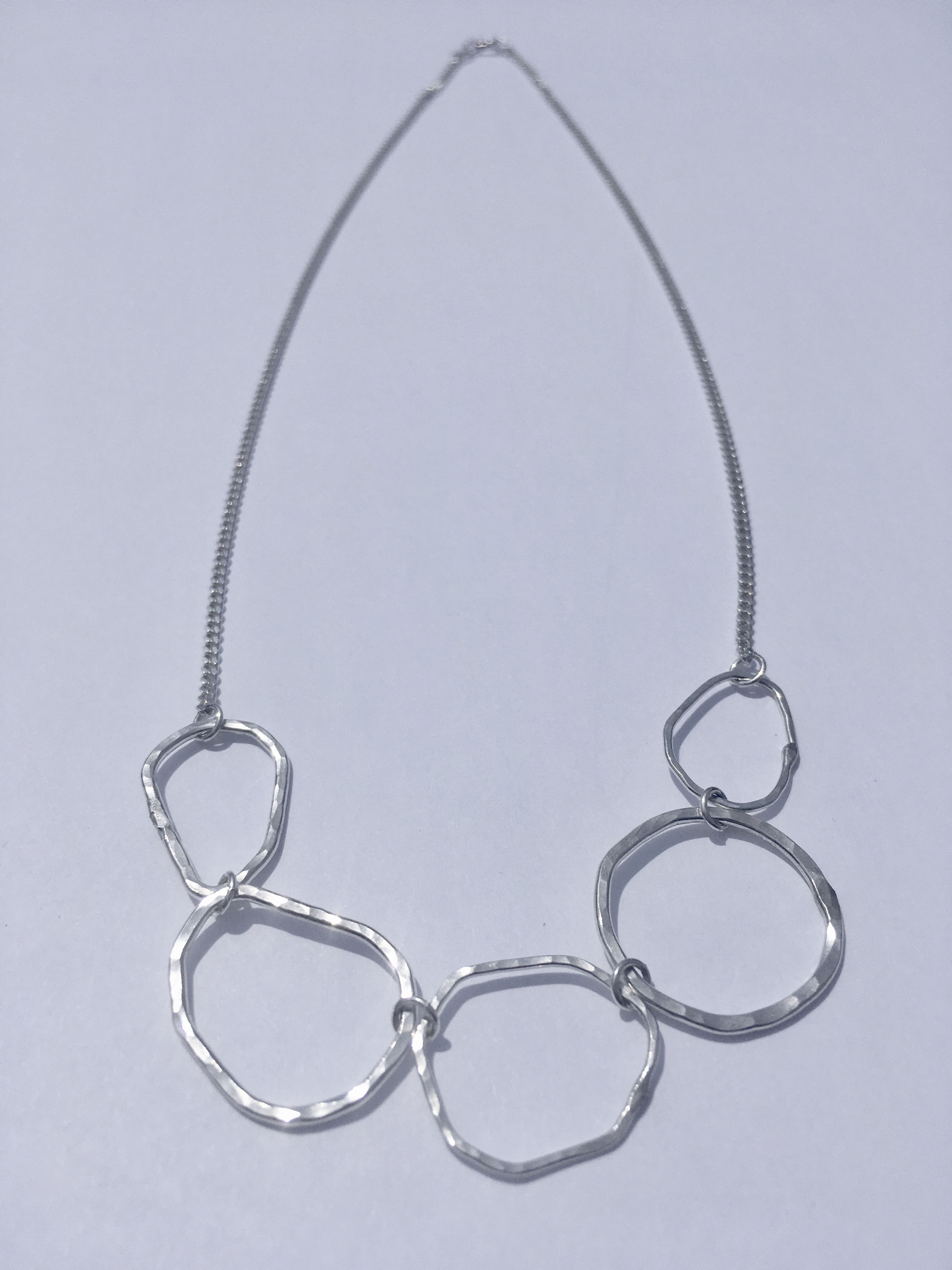 Hammered 5-Ring Sterling Silver Necklace