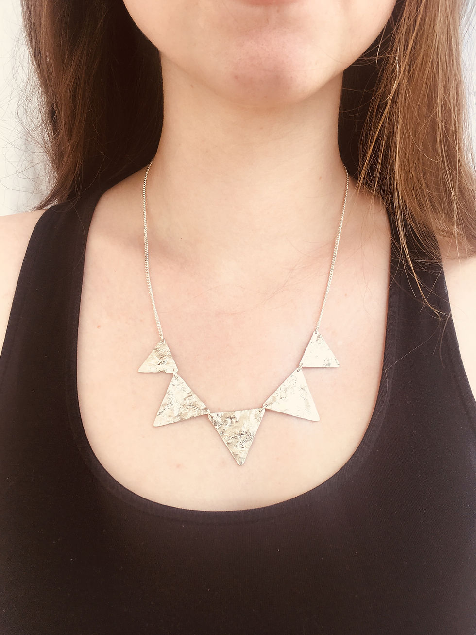 Thumbnail: Sterling Silver Reticulated Triangle Necklace