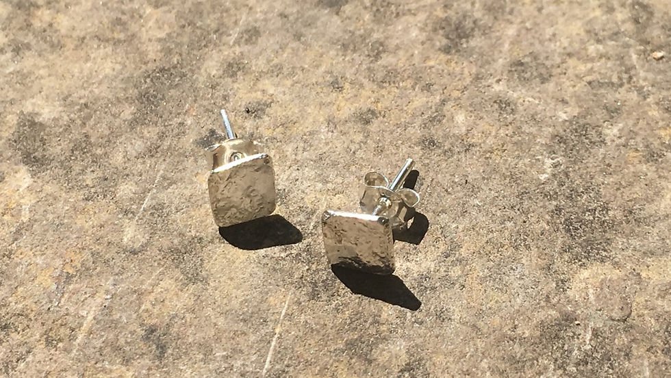 Thumbnail: Reticulated Sterling Silver Square Studs
