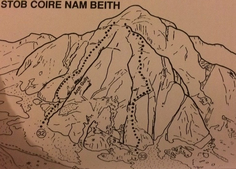 Guidebooks show topos as well as route descriptions. This one is from the ageing Cicerone Lochaber guide