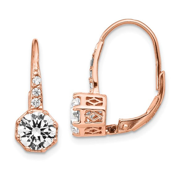 Rose Gold Plated CZ Leverback