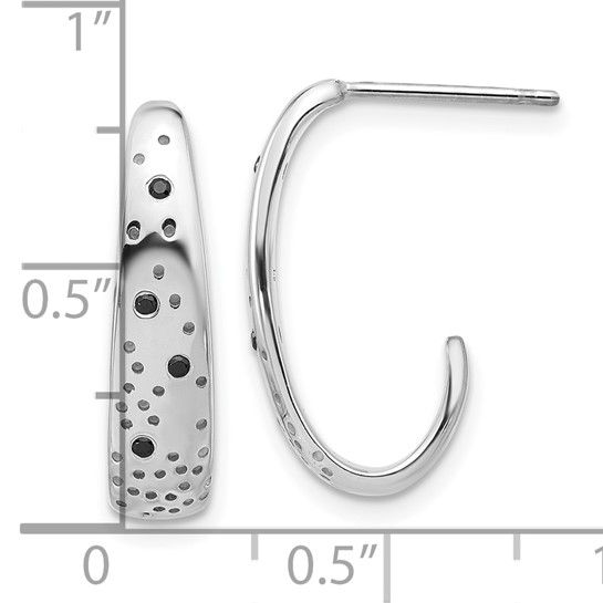 Thumbnail: Sterling Silver Black CZ J-Hoop
