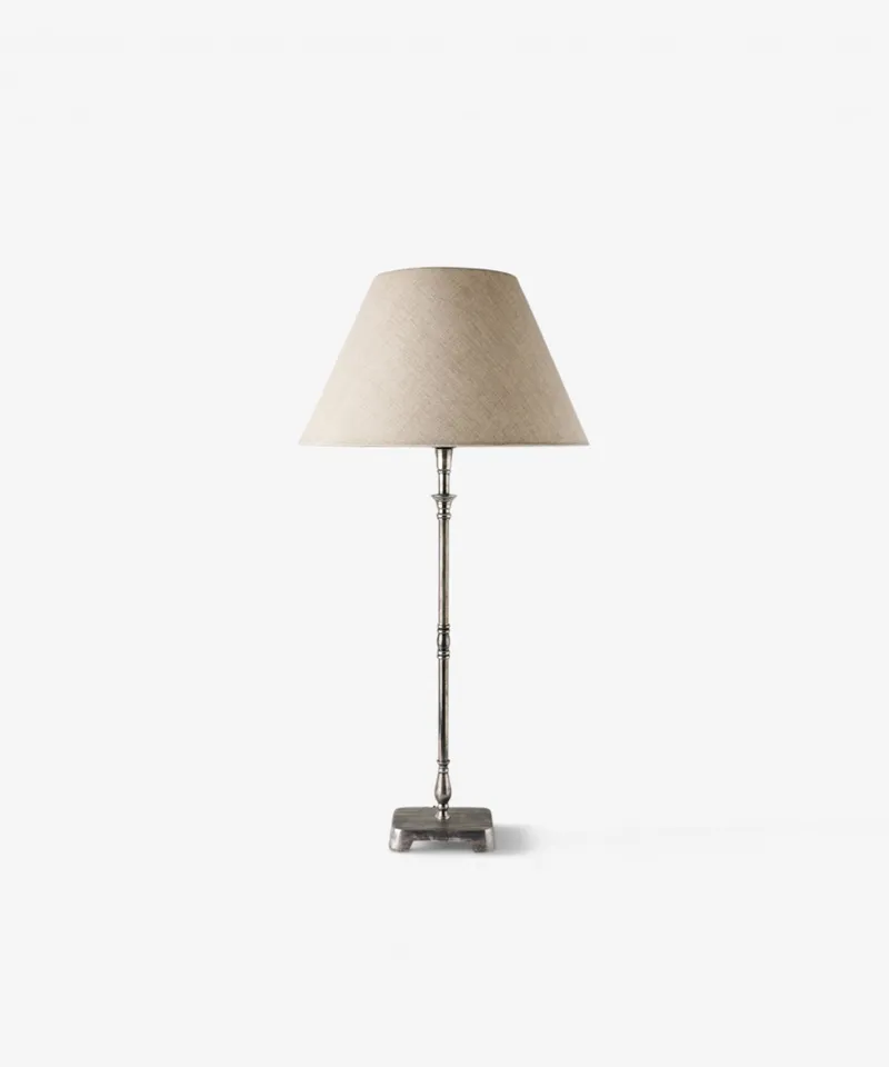 Rectangle Tall Lamp Base Antique Silver