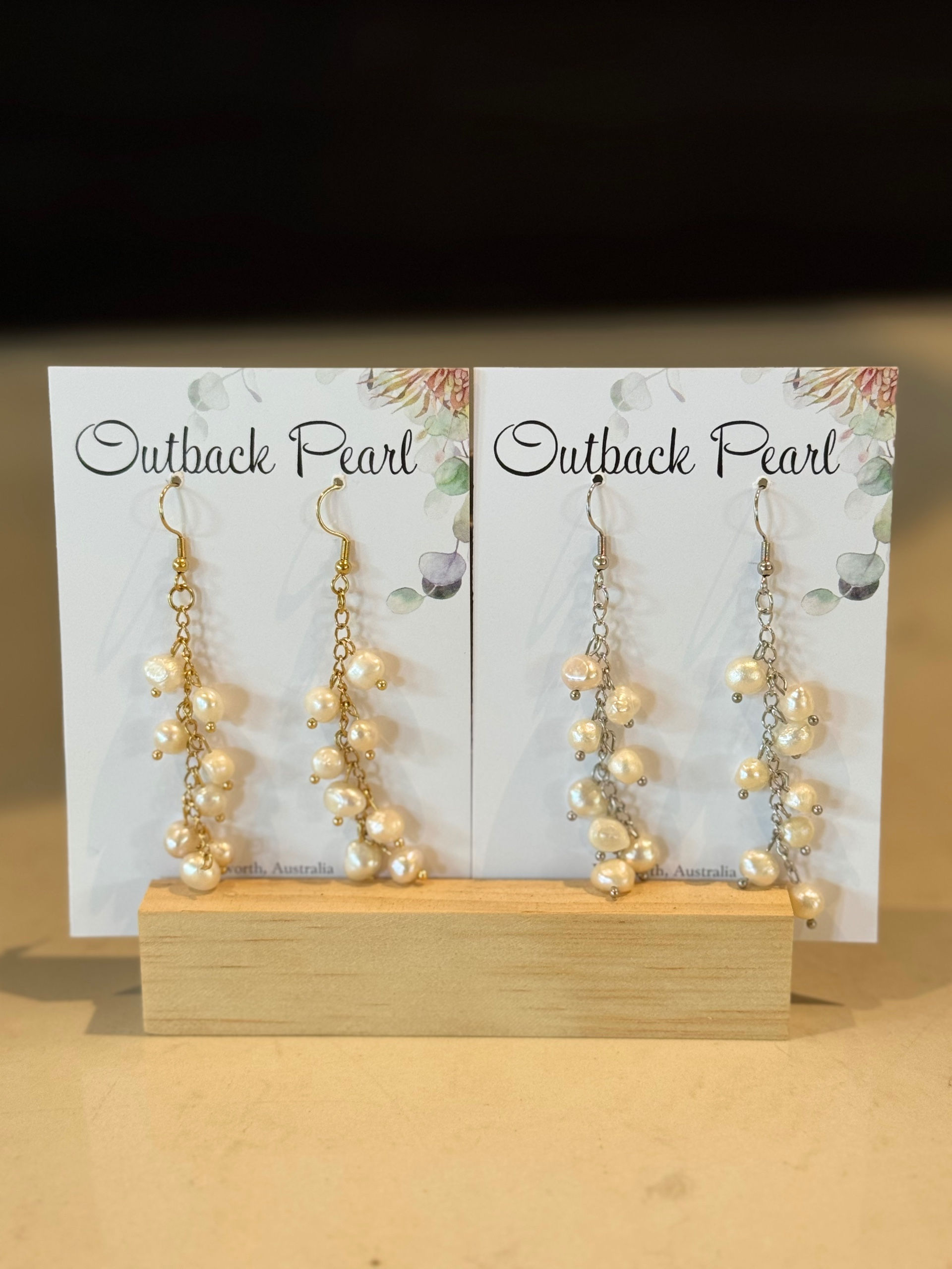 Pearl Cluster Drop Gold/Silver