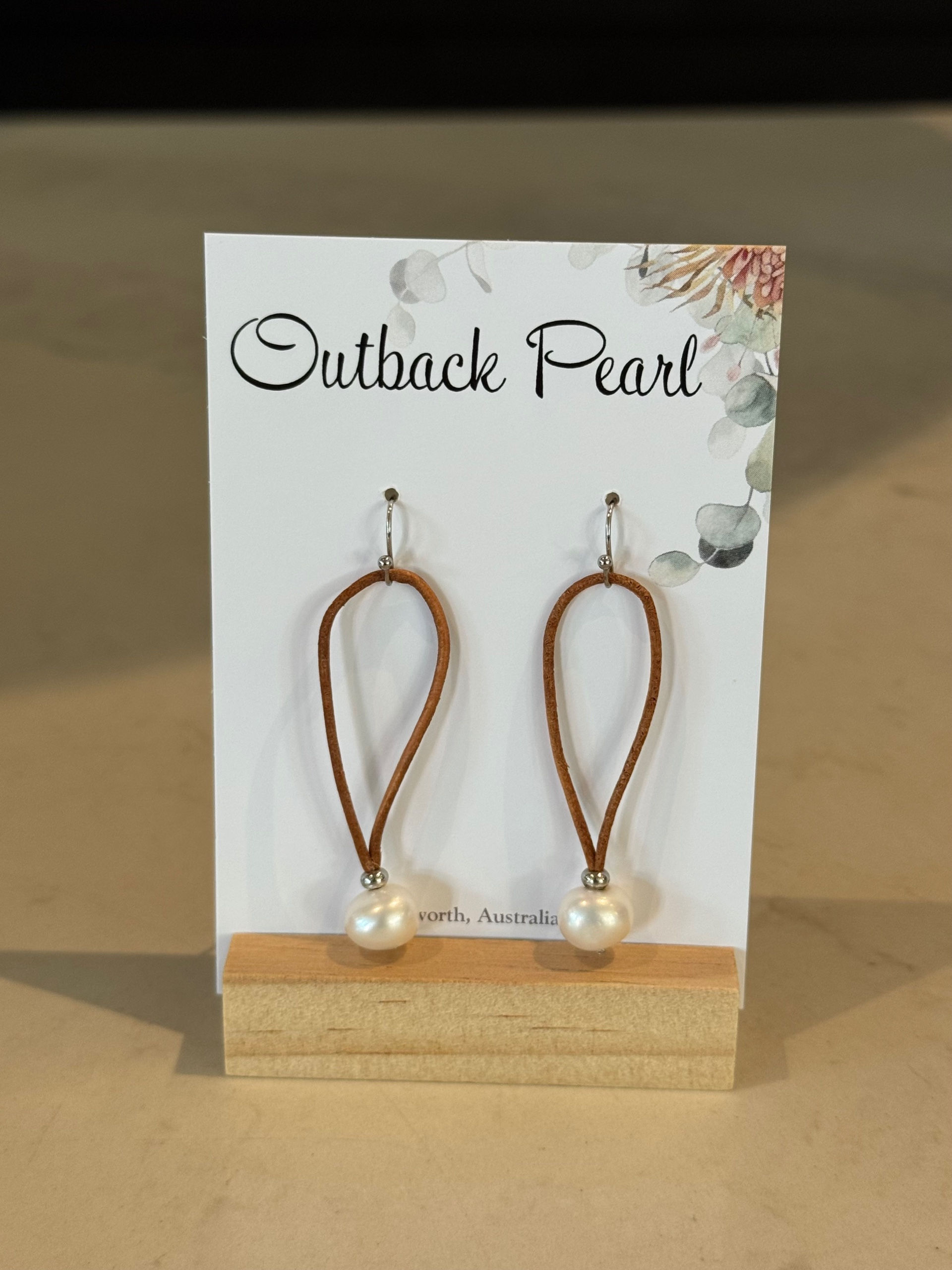Pearl Leather Drop Earrings